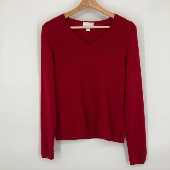 Charter Club Sweater Womens Small 100% Cashmere Red V Neck - Picture 1 of 10
